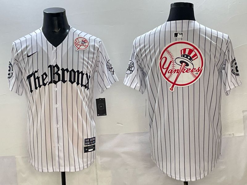 Men 2025 New York Yankees Blank White Stripe Five generations Joint Name Nike MLB Jersey style 022